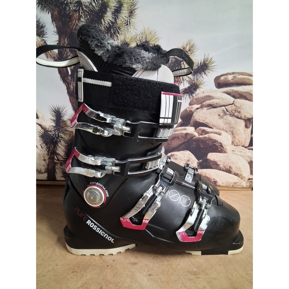 Rossignol Pure Pro 100 Womens Ski Boots Black Size 24.5 Merino Wool Liner 288mm